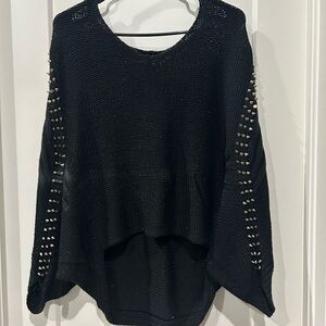 Elan Black Sweater with Studded Sleeves